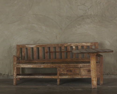 CONTINENTAL WELL WEATHERED BENCH AND ADJUSTABLE FOLDING TABLE